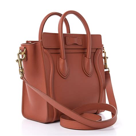 celine terracotta|CELINE Drummed Calfskin Nano Luggage Terracotta.